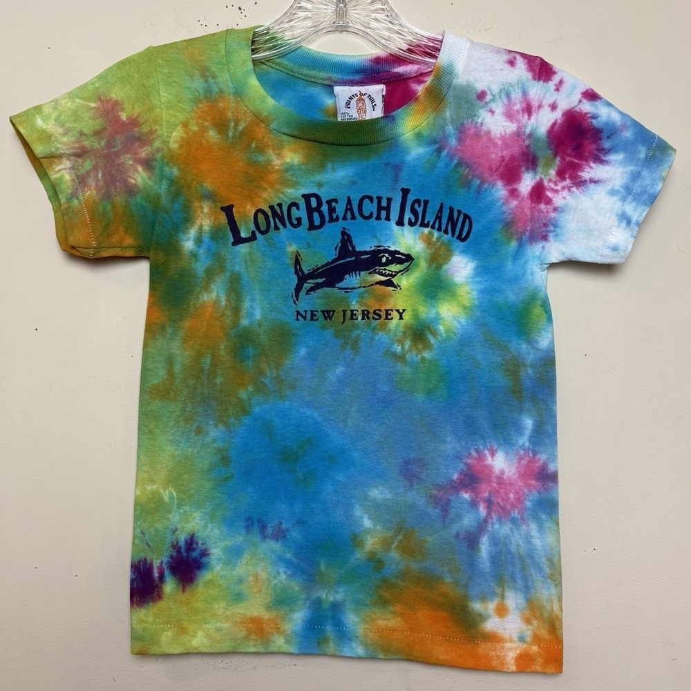 Vintage Long Beach Island New Jersey USA Single Stitch T-Shirt Tie Dye Youth 6-8